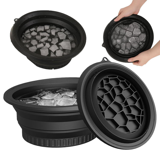 20577 Face Bowl for Ice with Built-in Ice Tray – Collapsible Silicone Facial Ice Bath Bowl for Cold Plunge Therapy