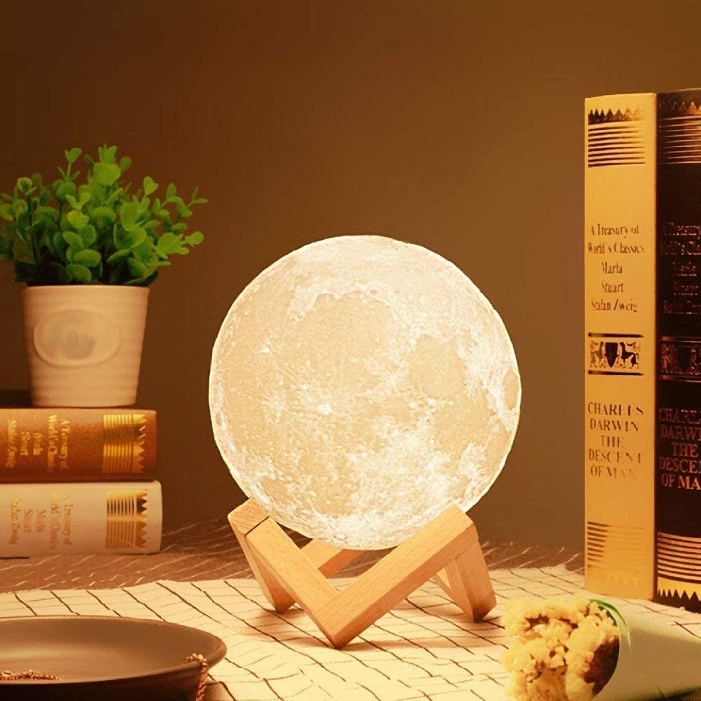 11201 3D Moon Night Lamp for Home Decorative Fancy Night Lamps for Bedroom Lights for Adults and Kids Home Room Beautiful Indoor Lighting