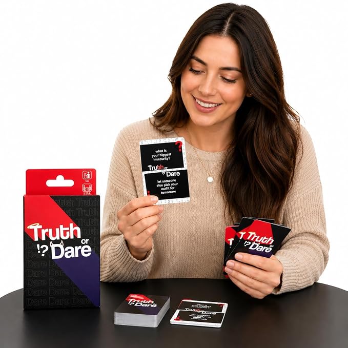 21073 Truth or Dare Card Game for Teens & Adults, 50 Fun & Spicy Challenge Cards for Parties, Birthday Games, College Nights, Couple Trips & House Parties, Hilarious Ice Breaker Card Game