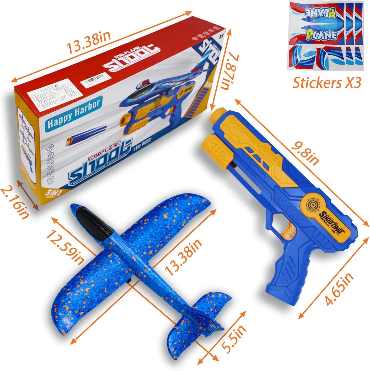 188301 Airplane Toy Children, Toys Polystyrene Plane Launcher for Children, Christmas Gift Plane Toy, Outdoor Gifts for Boys and Girls 3-10 Years