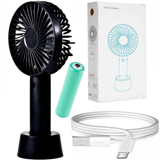 20328 Mini Portable USB Hand Fan | Rechargeable Battery Operated | Summer Cooling Mini Fan with Standing Holder Handy Base For Home Office Indoor Outdoor Travel.