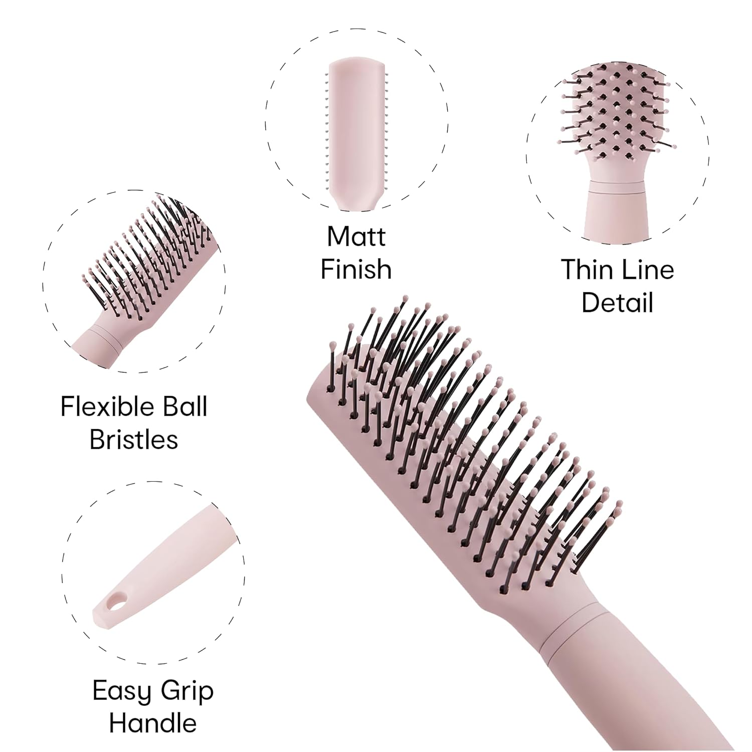 10188 Mini Grooming Flat Hair Brush with Strong & flexible nylon bristles | Anti static ball tips, For Grooming, Volumising & Back Brushing.