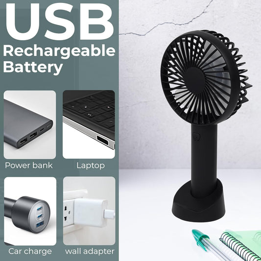 20328 Mini Portable USB Hand Fan | Rechargeable Battery Operated | Summer Cooling Mini Fan with Standing Holder Handy Base For Home Office Indoor Outdoor Travel.