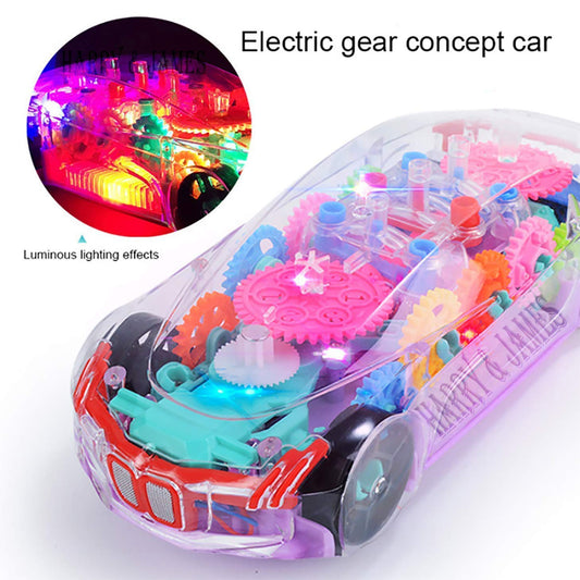 333-48 Transparent Concept car 3D Super Car Toy, Car Toy for Kids with 360 Degree Rotation, Gear Simulation Mechanical Car, Sound & Light Toys for Kids