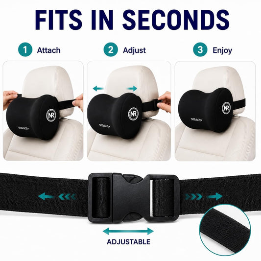 21200 Car Neck Pillow for Driving Ergonomic Headrest Cushion for Neck & Cervical Support, Breathable Washable Cover, Car Seat Headrest Pillow for Travel, Office & Long Drives
