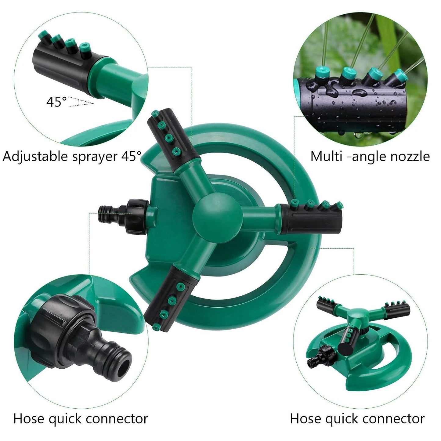 10342 Automatic 360 ° Rotating Adjustable Round 3 Arm Lawn Water Sprinkler for Watering Garden Plants