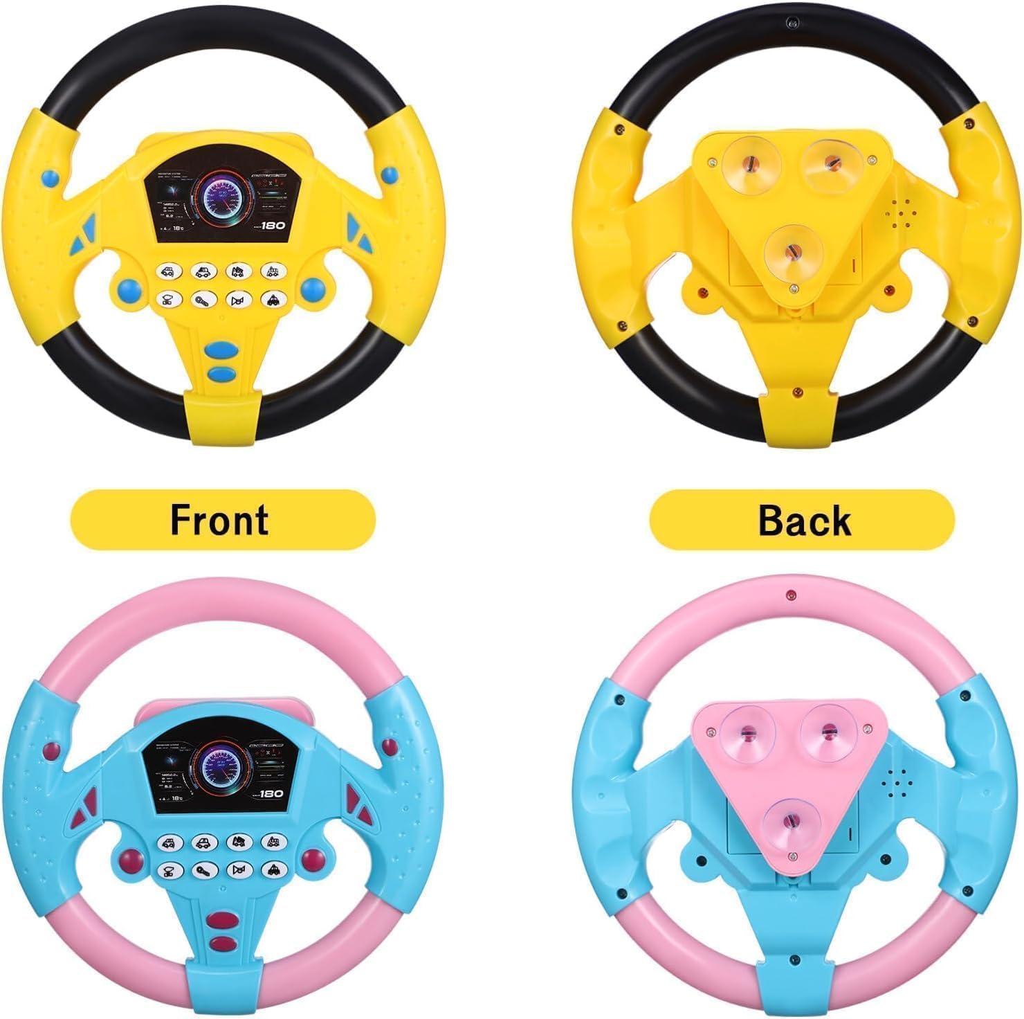 KX1703  Kids Interactive Racing Steering Wheel Toy with Sound & Light – Educational Driving Simulator for Children {Random Color}