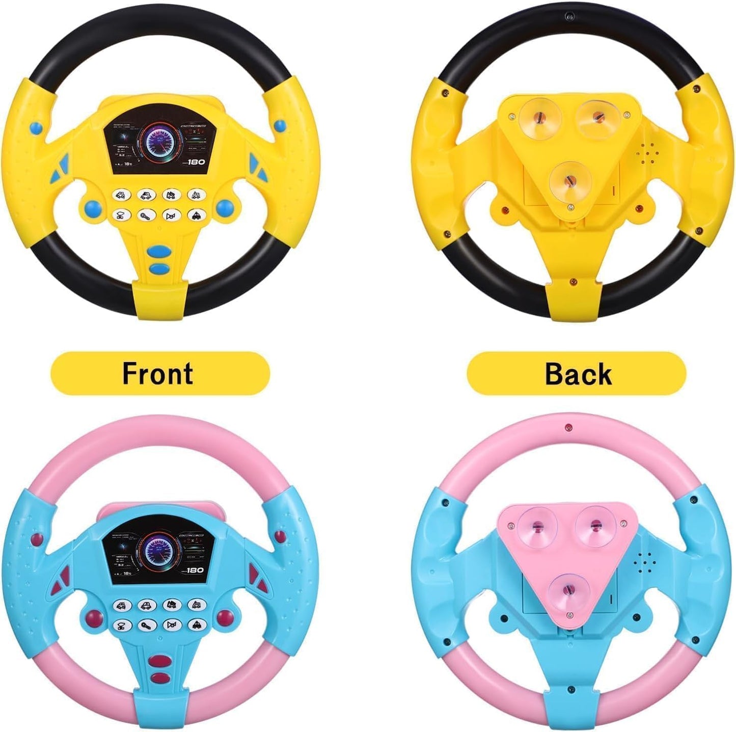 KX1703  Kids Interactive Racing Steering Wheel Toy with Sound & Light – Educational Driving Simulator for Children {Random Color}