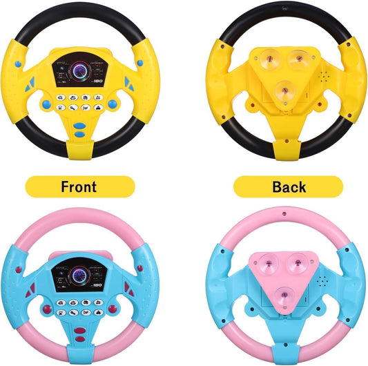 KX1703  Kids Interactive Racing Steering Wheel Toy with Sound & Light – Educational Driving Simulator for Children {Random Color}