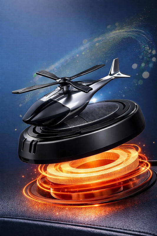 KTP030 Car Air Freshener Car Fragrance Diffuser Creative Solar Helicopter Perfume Ornament Solar Aromatherapy Decorative Car Dashboard Aromatherapy SILVER