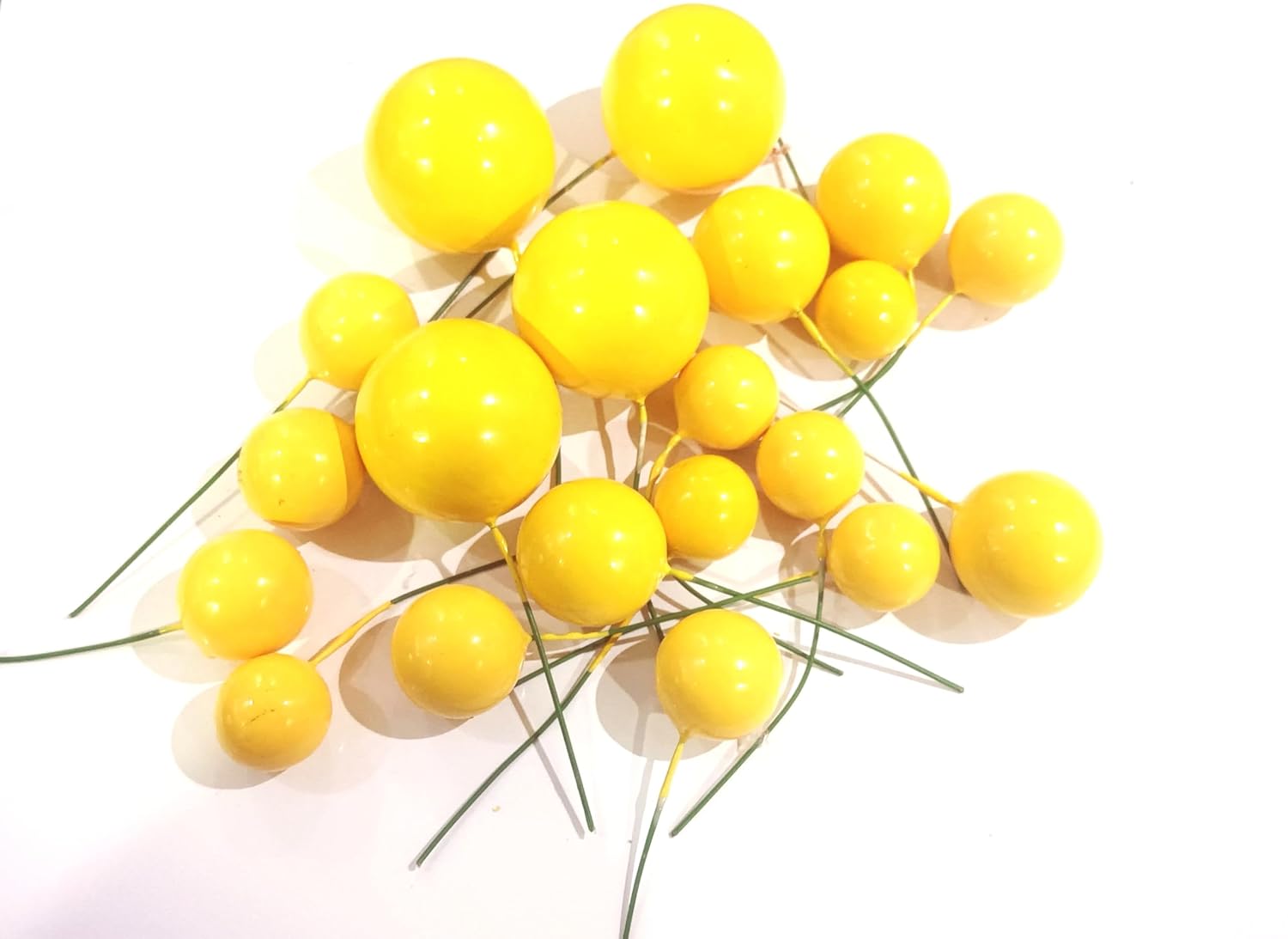 20200 Faux Ball For Cake, Cupcake decorations, Yellow Color, Pack of 20 {Random Color}