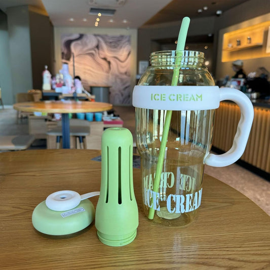 20529 Water Bottle with Straw and Handle| Transparent Tumbler Ice Cream Insulated Bottle| Leak-Proof Sports and Gym Fitness Shaker Bottle|1300ML Tumbler for Outdoor {Muticolor}