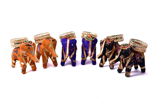 6073 (12pcs) Handicraft Chunari Elephant Candle Holders in Rajasthni
