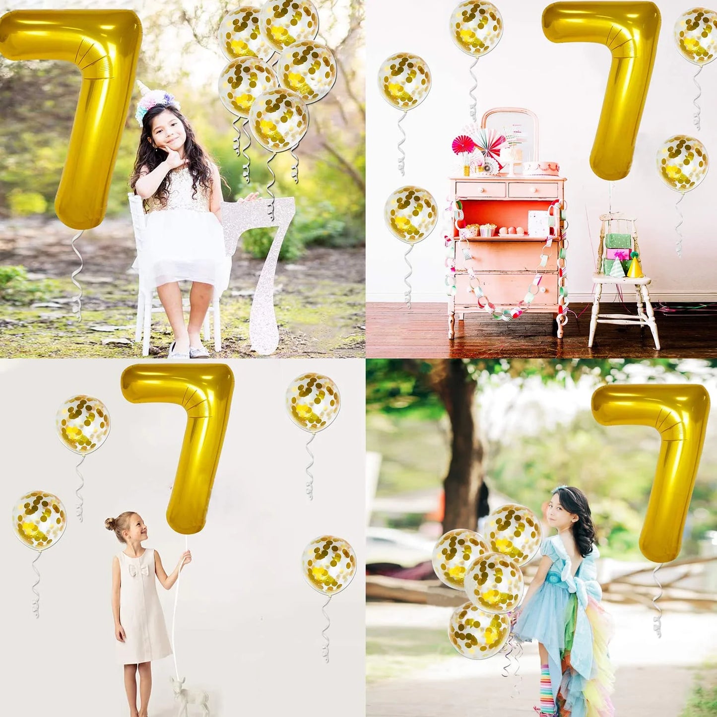 9046 ( 10 pcs) Number 7 Foil Gold Foil Balloon