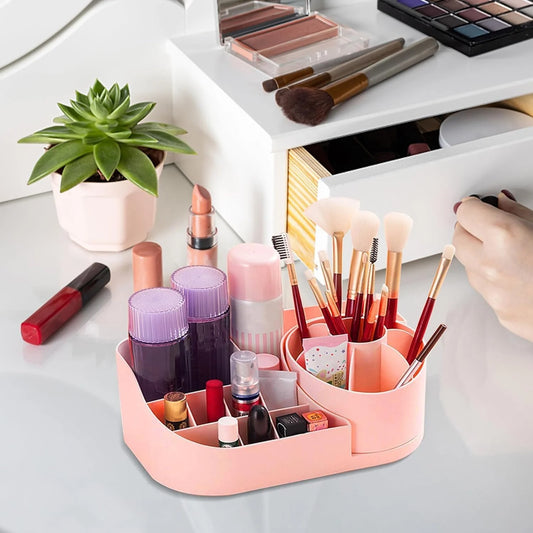 10368 360° Rotating Makeup Brushes Organizer, Cosmetics Organizer, Durable Makeup Box