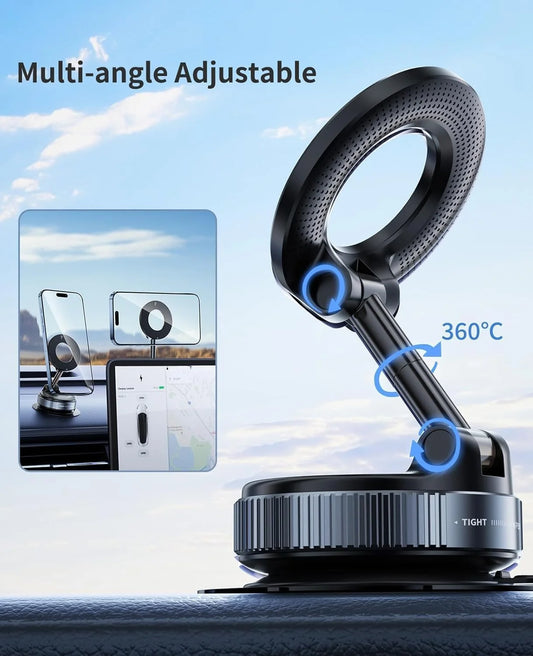 K007 360° Vaccum Magnetic Phones Holder, Magnetic Car Phone Mount, Hands-Free Suction Cup Phones Holder for Car/Gym/Mirror/Shower