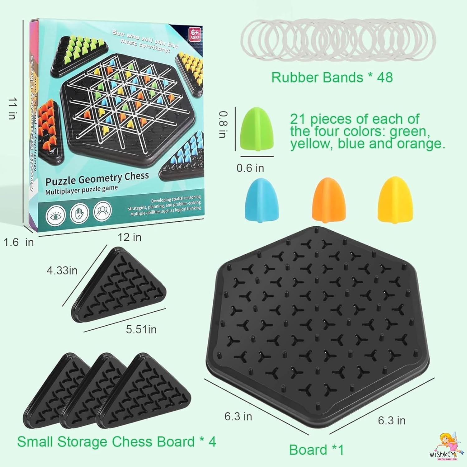 CLX-208 Puzzle Geometry Chess Board Game, Multiplayer Strategy Game with 84 Colorful Pieces, Educational STEM Toy