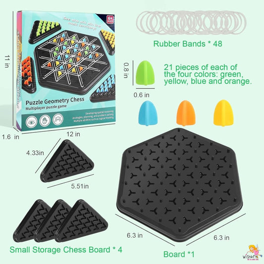 CLX-208 Puzzle Geometry Chess Board Game, Multiplayer Strategy Game with 84 Colorful Pieces, Educational STEM Toy
