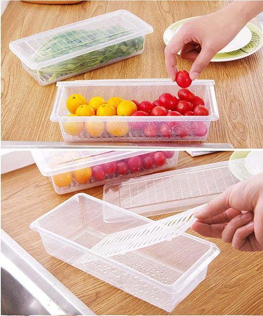 10028 Kitchen Fridge Organizer Case Removable Drain Plate Tray For Keep Fruits Vegetables (Set Of 6 Boxs)