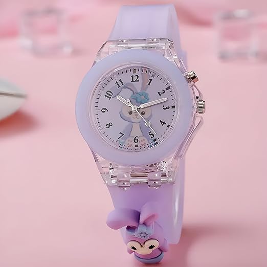 20433 Kids Edition 3D Cartoon Analog Watch with Lights for Girls and boys |7 Color Glowing Disco Light Watch for Kids