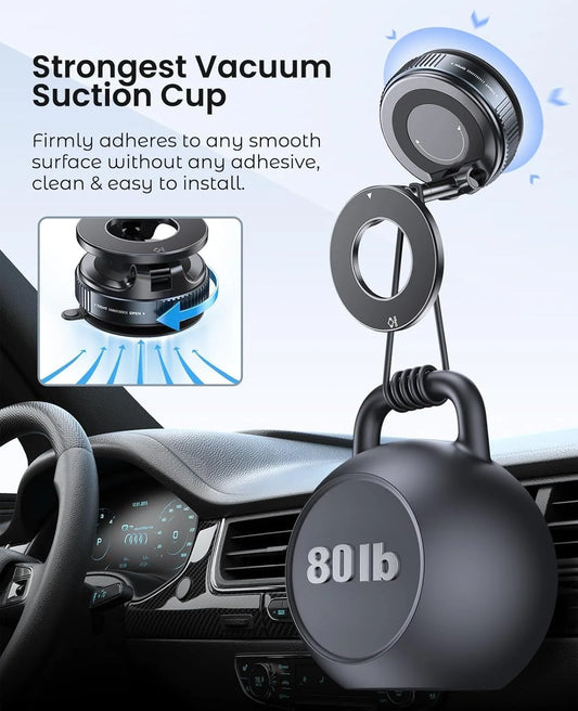 K007 360° Vaccum Magnetic Phones Holder, Magnetic Car Phone Mount, Hands-Free Suction Cup Phones Holder for Car/Gym/Mirror/Shower