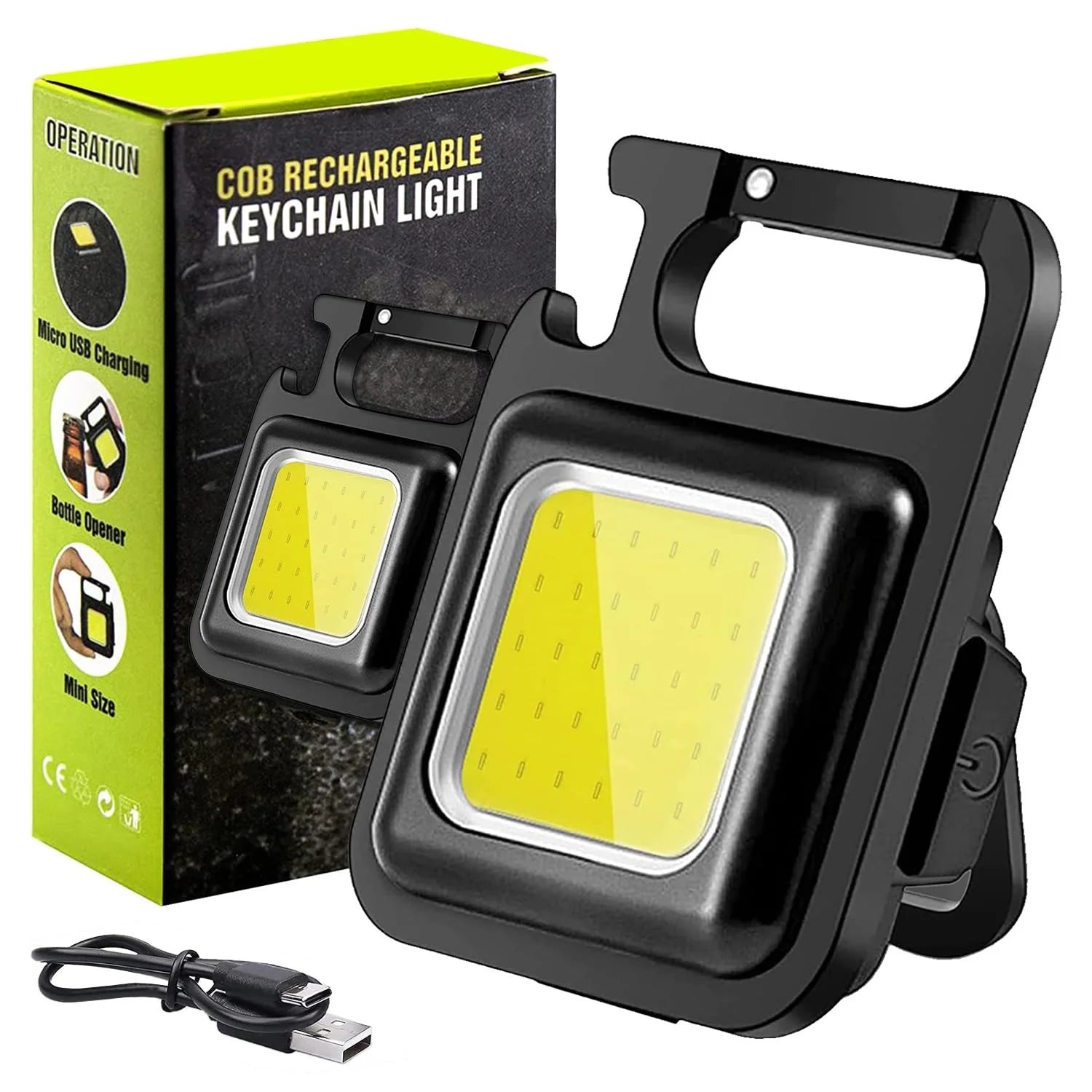 20024 Rechargeable LED Keychain Light, USB Charging, Black