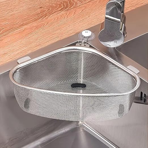 20302 Multifunctional Food Strainer Stainless Steel Sink Corner Strainer Basket for Kitchen Waste/Vegetable/Fruit