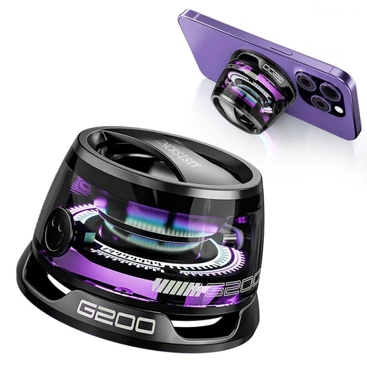 G200 Magnetic Bluetooth Speaker with RGB Lights Portable Mini Wireless 3D Surround Sound Waterproof Pocket Size Multifunctional 2 in 1 Phone Stand for iPhone, Android