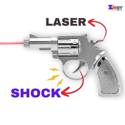 PX-112 2 in 1 Shock Prank Toy Gun with Laser Light, Electric Shock Joke Gag Toy, Realistic Portable Lightweight, for Friends and Family, Party Fun