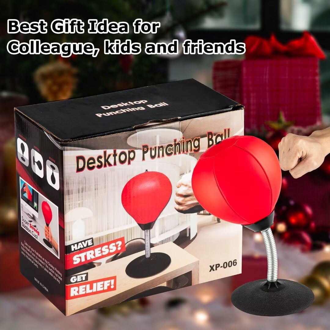 XP-006 Stress Buster Desktop Punching Bag - Suctions to Your Desk, Raipoment Heavy Duty Stress Relief Ball, Funny Gifts for Boss or Coworker, Perfect for Kids and Adults,