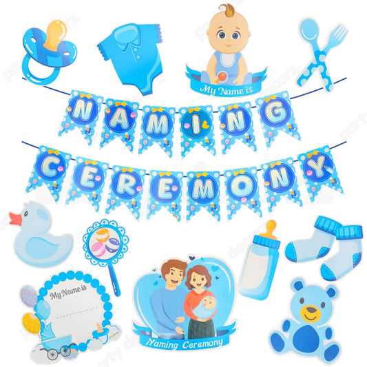 1006 Party Decorz Naming Ceremony Decoration Set 12 Pcs – Baby Naming Ceremony Banner with 11 Paper Cutouts | Traditional Namkaran Function Decoration Kit for Home Celebration