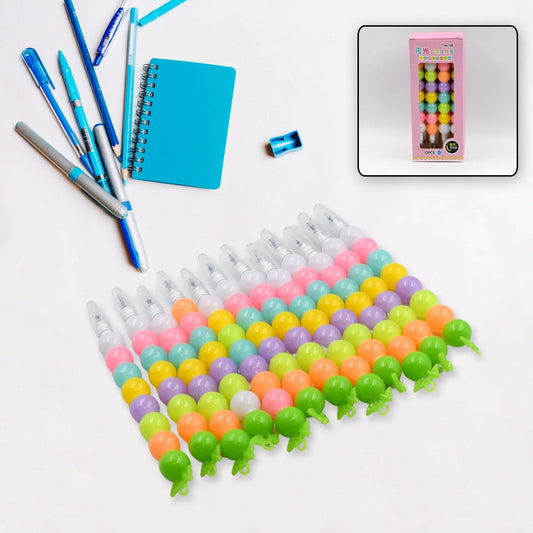 T2625 {12 Pcs} Stylish Pearls Pen Plastic Moti Non- ening Design Pen Multicolor Pearls Moti Pen