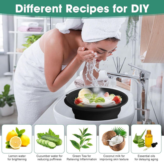 20577 Face Bowl for Ice with Built-in Ice Tray – Collapsible Silicone Facial Ice Bath Bowl for Cold Plunge Therapy