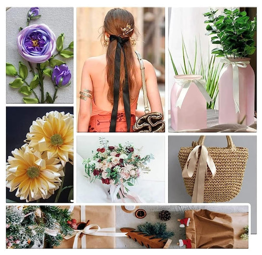 887 ( 10 pcs ) 1/2 Inch.green Satten Ribbon