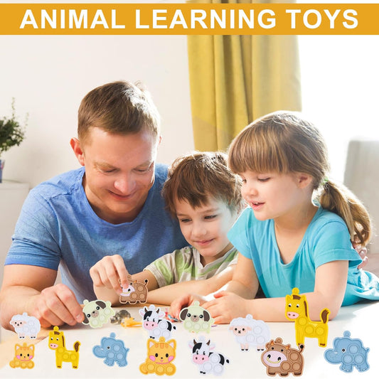 20821  Animal Pop Fidget Toys Party Favors, Silicone Animal Fidget Sensory Toys Soft Keychain Bubble Popping Toy {Random Design}