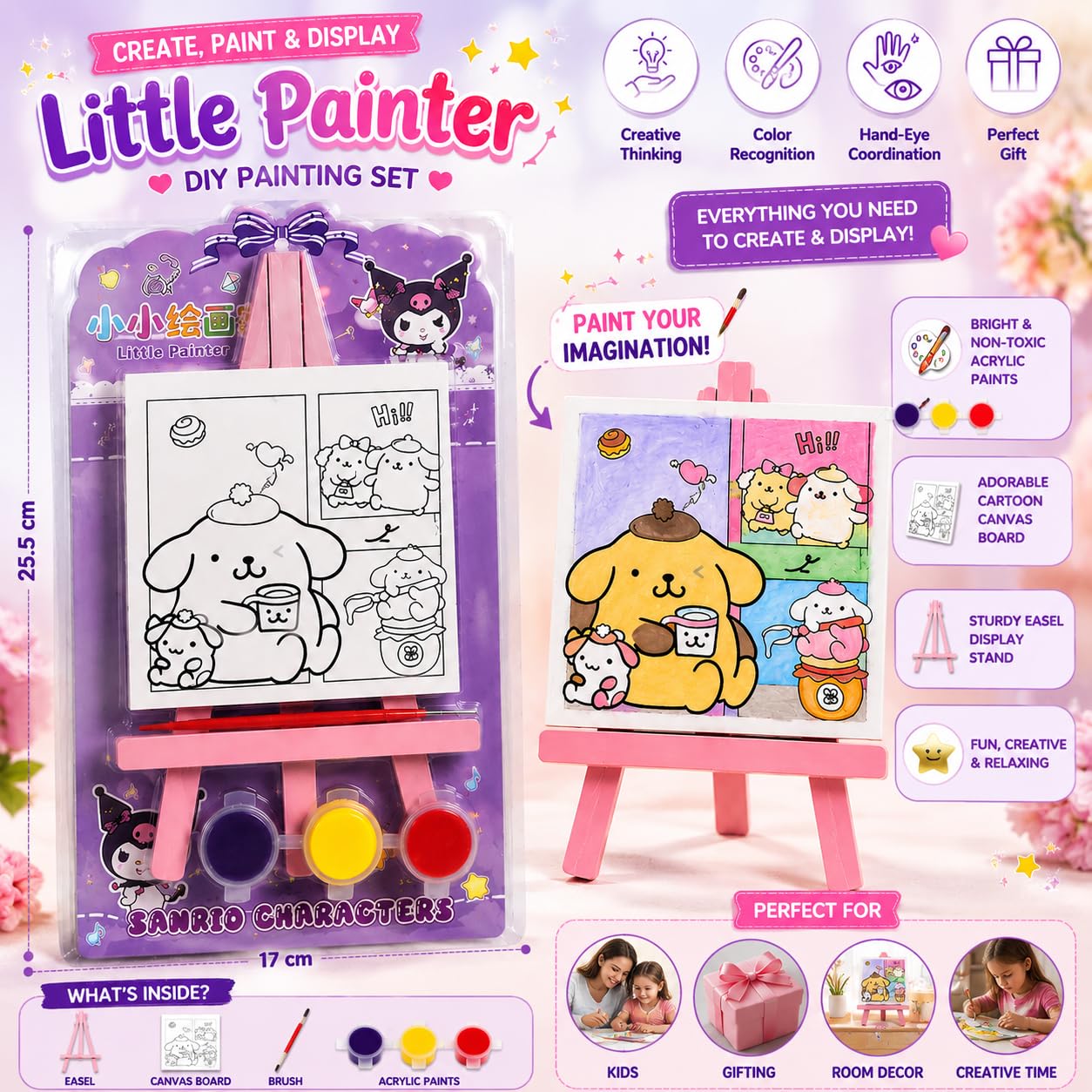 20956 Small Painting kit with Paints, Brush and Stand, Canvas Painting Kit for Kids, Water Color Painting kit, Canvas Painting kit,Return Gift