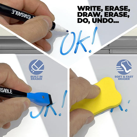 20965 Desktop Whiteboard - Glass Dry Erase White Board - Desk Computer Buddy – Home Office & Studying Essentials - Desktop Pad with Phone & Tablet Slot, Storage Compartment