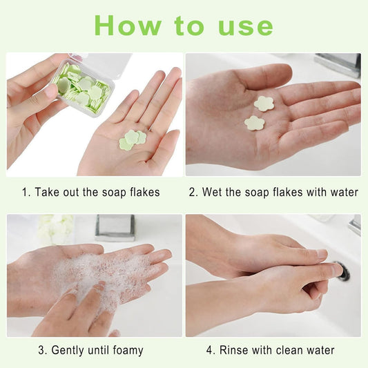 8005 Kids Travel Paper Soap, Flower-Shaped Container, Paper Soap Disposable Mini Soap Bottle, Scented Soap Bath Sheets Flakes Portable Flower Tube Petals