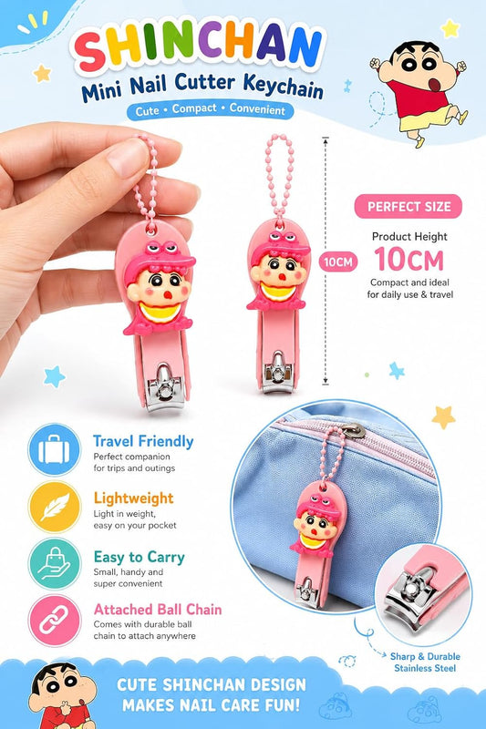 20950 Shinchain Nail Cutter for Kids – Random Cute Cartoon Mini Nail Clippers, Portable Stainless Steel Nail Cutter for kids