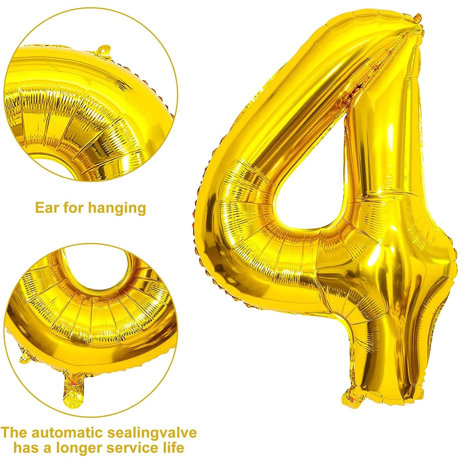 9042 (10 pcs) Number 4 Foil Gold Foil Balloon