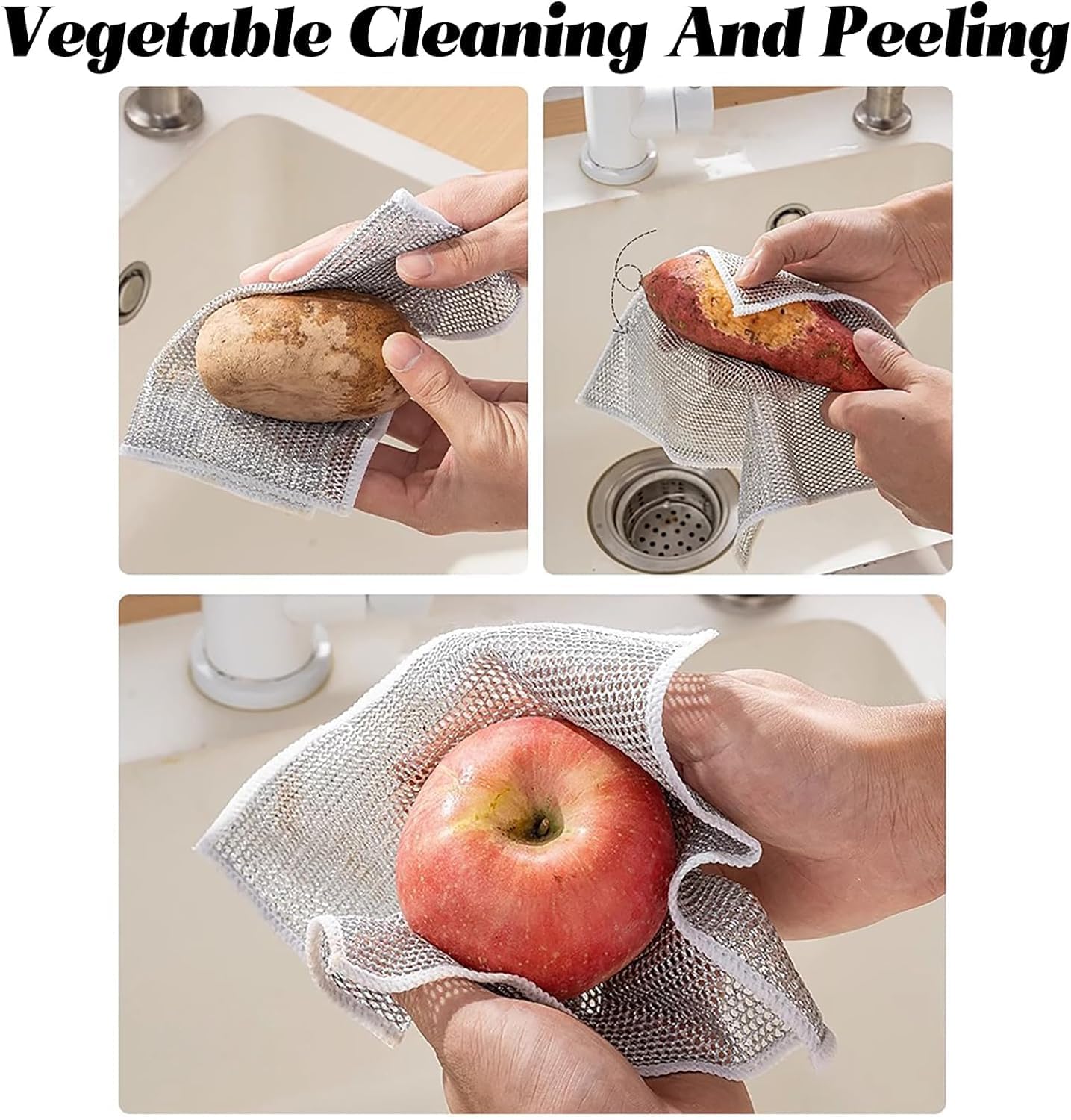 20204 {Pack of 10} Non Scratch Dish wash Cloth 5 Pack Double Layer Heavy Multipurpose Wire Dishwashing Rags for Wet and Dry