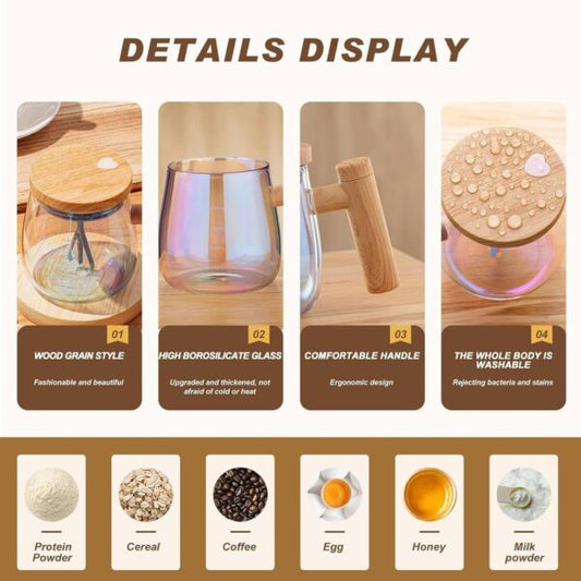 A-750 Glass 500 mL Self Stirring Coffee Mug-Electric High Speed Mixing Cup, For Home