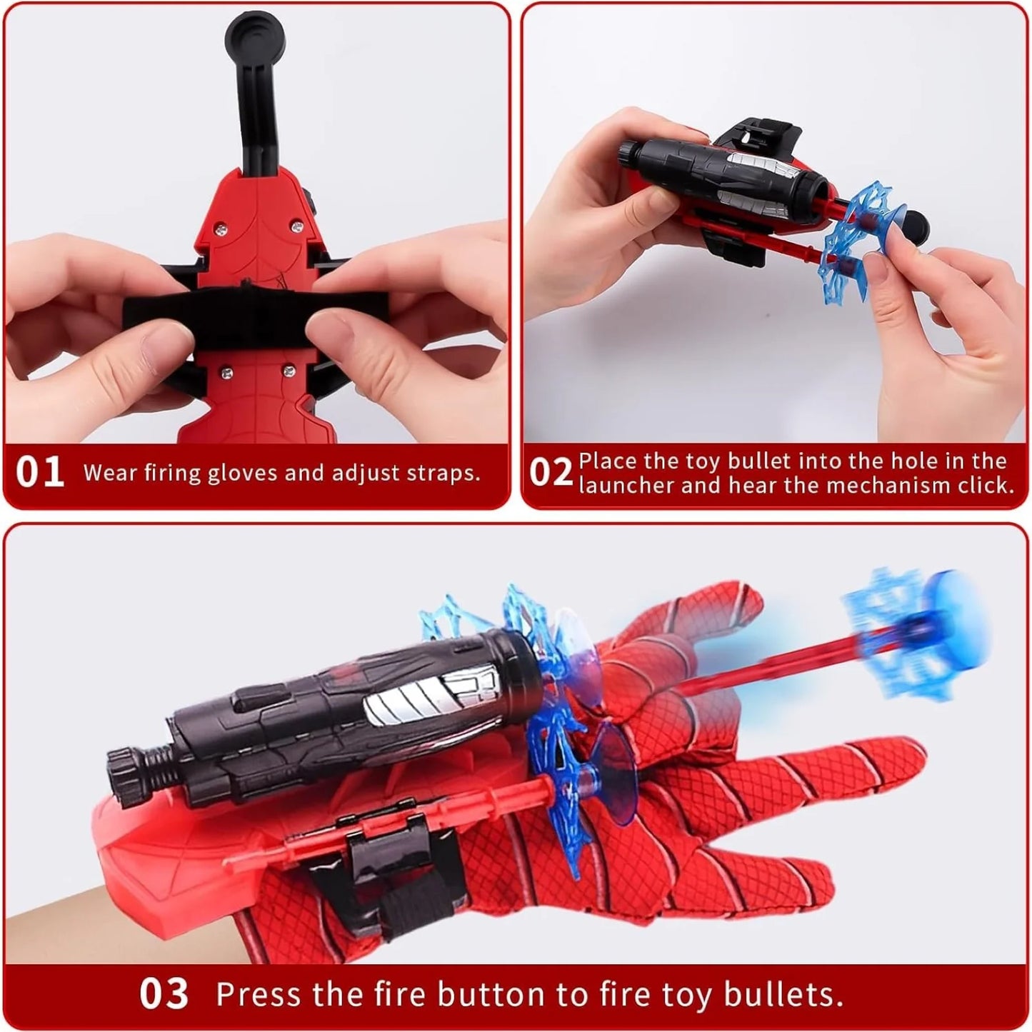 20332 Spider Web Shooters Toy for Kids, Spiderman Hand Gloves Hero Launcher Wrist Toy Set,Cosplay Launcher Bracers Accessories