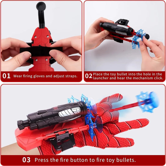 20332 Spider Web Shooters Toy for Kids, Spiderman Hand Gloves Hero Launcher Wrist Toy Set,Cosplay Launcher Bracers Accessories