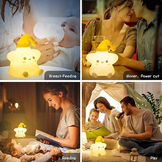 Zh-156 Star Light, Night Lamp for Kids, Night Light for Bedroom, Birthday Gift for Kids, Cute Table Lamp, Silicone Rechargeable Lamps with Charging Plug, Valentine Gift for Girlfriend