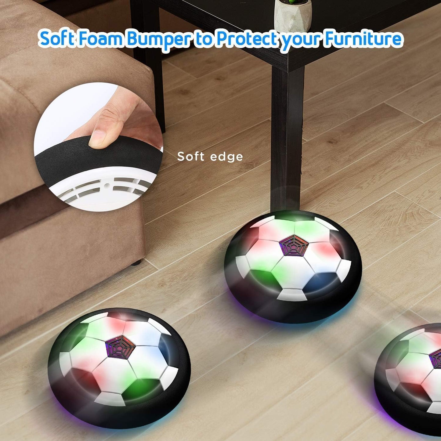 B04 Football with Powerful LED Light and Foam Bumpers for Indoor Games
