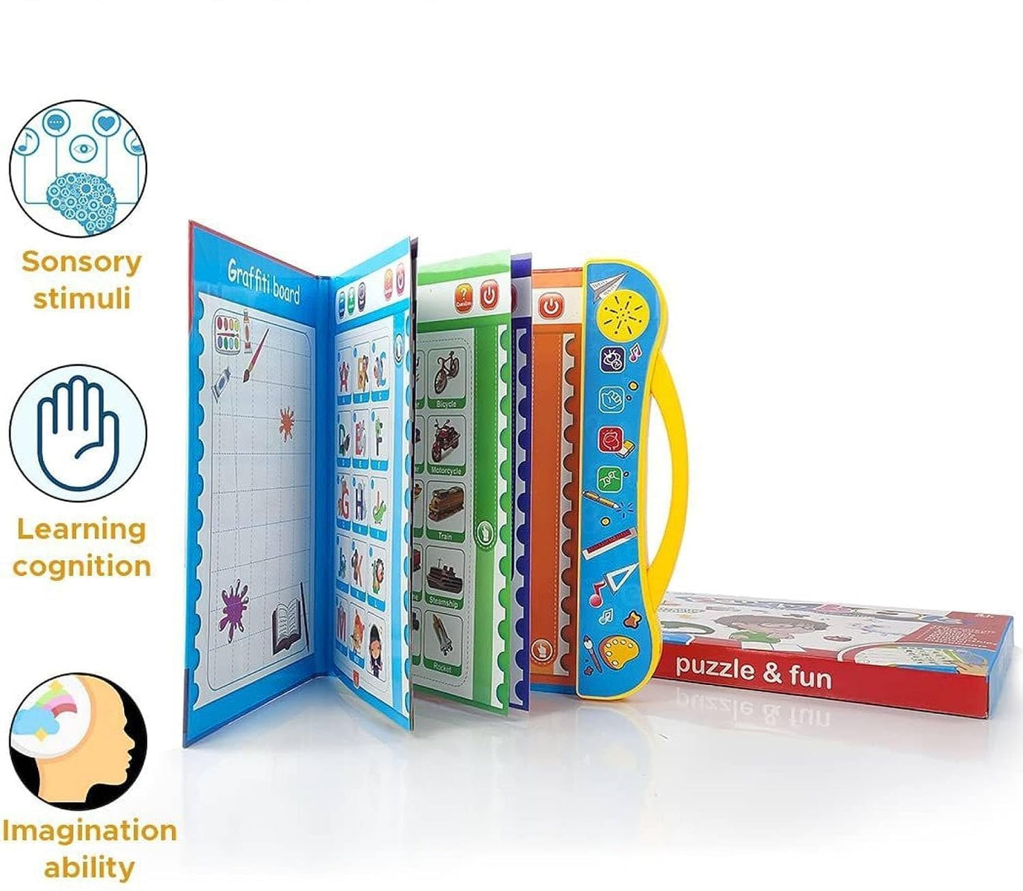 3101  Intelligence Book English Letters & Words Learning Sound Book, Fun Educational Toys, Activities with Numbers, Shapes, Animals Phonetic Learning Book