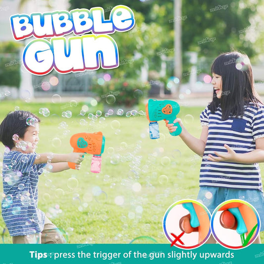 20566 Automatic Bubble Gun Machine Orange Bubble Shooter with Solution Safe, Leakproof, Battery-Powered (Battery Operated) | Outdoor and Indoor Party Toy | Ideal Gift for Boys and Girls