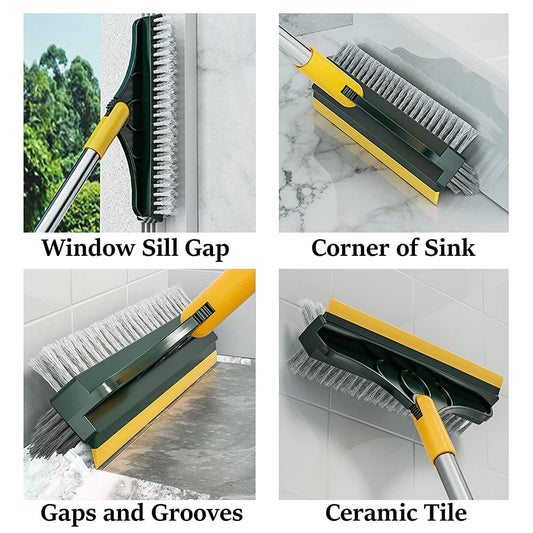 20376 Bathroom Cleaning Brush with Wiper 3 in 1 Tiles Cleaning Brush Floor Scrub Bathroom Brush with Long Handle 120° Rotate Bathroom