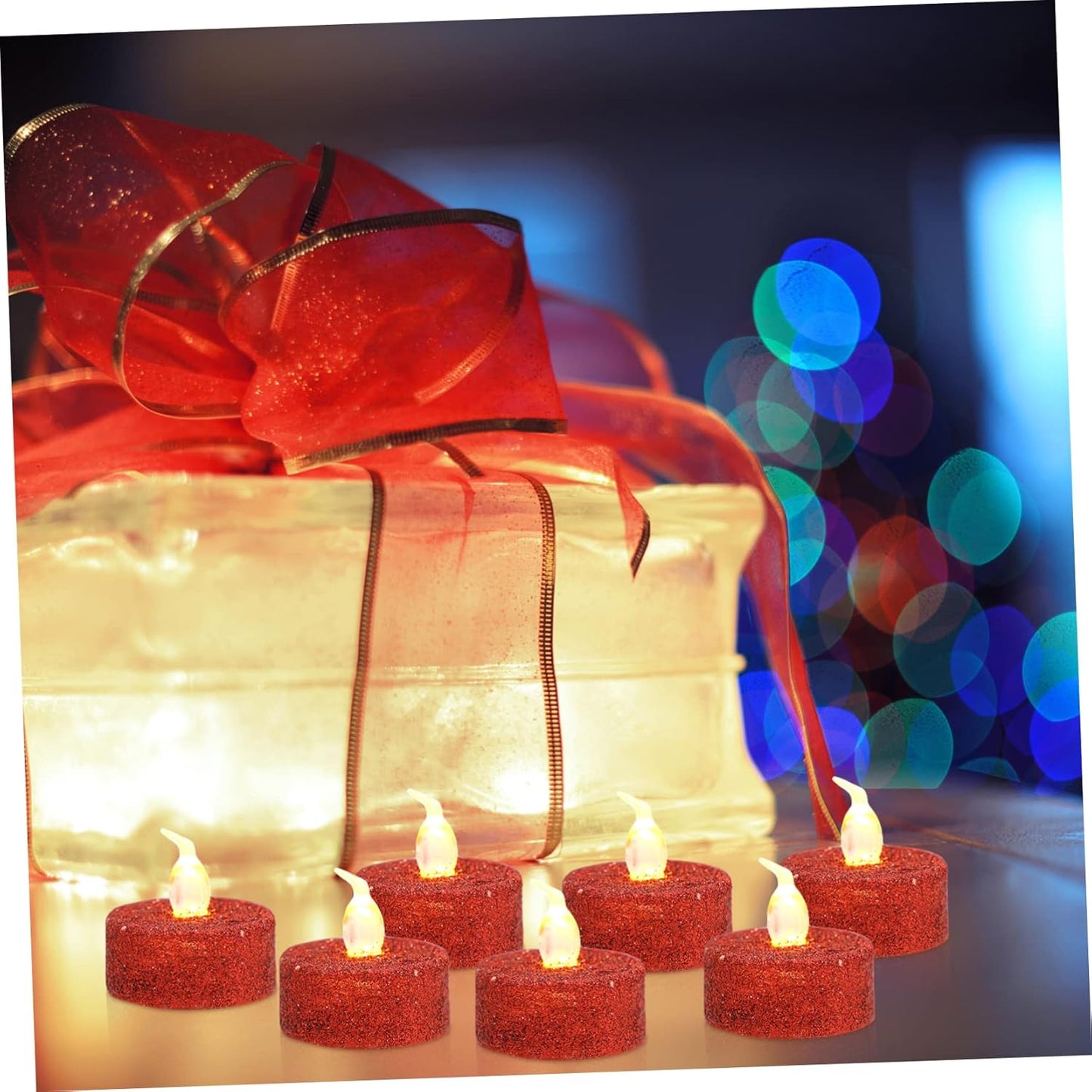 11161 Flameless LED Tea Lights Candles, Battery Operated LED Tea Lights, Gold Glitter Flickering Fake LED Tea Lights, Small Electric Fake Tea Candle Realistics for Wedding Centerpieces